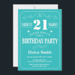 21st Birthday Invitation Teal and White<br><div class="desc">21st Birthday Invitation Teal and White Typography. Teal and White Background. Adult Birthday. Male Men or Women Birthday. Kids Boy or Girl Lady Teen Teenage Bday Invite. 13th 15th 16th 18th 20th 21st 30th 40th 50th 60th 70th 80th 90th 100th. Any Age. For further customization, please click the "Customize it"...</div>