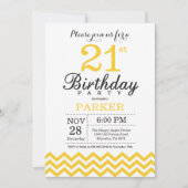 21st Birthday Invitation Yellow Chevron (Front)