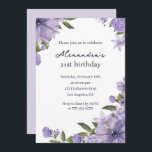 21st birthday invitations Boho Floral Purple<br><div class="desc">21st birthday invitations Boho Floral Purple</div>