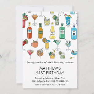 21st birthday invitations Cocktail Contemporary