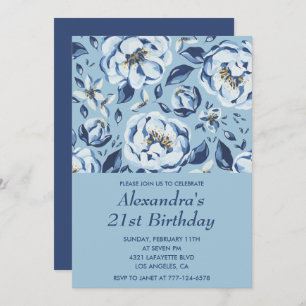 21st birthday invitations Elegant Floral