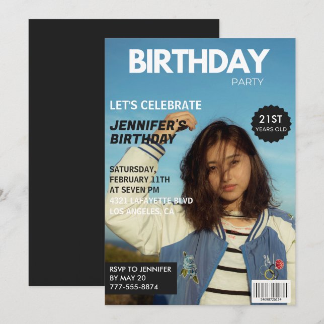 21st birthday invitations Magazine Cover (Front/Back)