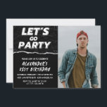 21st birthday invitations Men Black Photo<br><div class="desc">21st birthday invitations Men Black Photo LET'S GO PARTY</div>