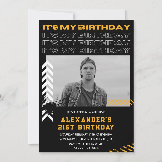 21st birthday invitations Men Photo Spray paint (Front)