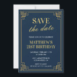 21st birthday invitations Men Save the date Blue<br><div class="desc">21st birthday invitations Men Save the date Blue</div>
