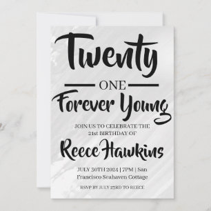 21st birthday invitations modern black and white