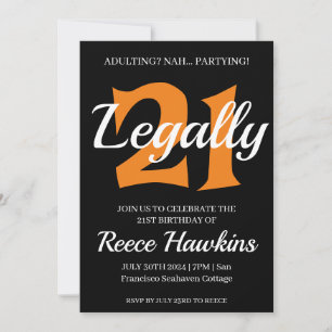 21st birthday invitations modern black and white