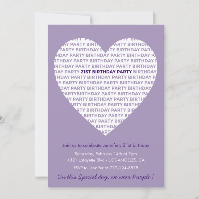 21st birthday invitations Typography Sweet (Front)