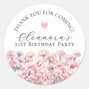 21st Birthday January Birth Flower Custom Favor Classic Round Sticker