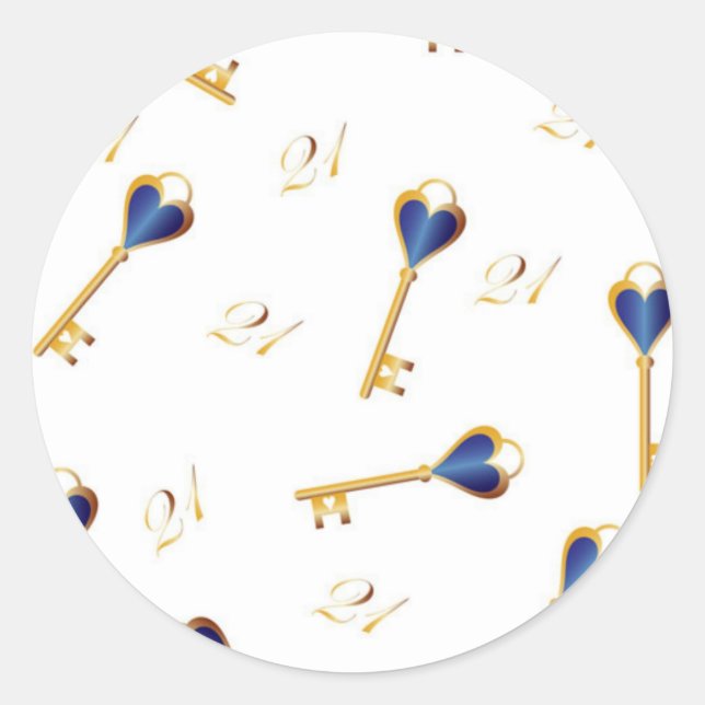 21st Birthday keys Classic Round Sticker (Front)