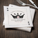 21st Birthday King of Spades Casino Poker Card Napkins<br><div class="desc">Cool king of spades playing card 21st birthday party napkins for men.  Personalize it with your age and event details.  Great for a poker or Las Vegas themed birthday celebration.</div>