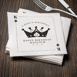 21st Birthday King of Spades Casino Poker Card Napkins