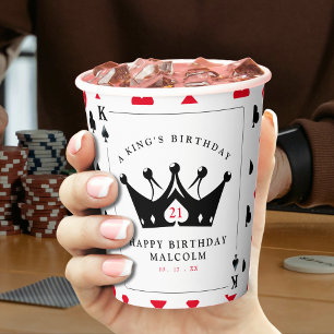 21st Birthday King of Spades Casino Poker Card Paper Cups