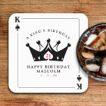 21st Birthday King of Spades Casino Poker Card Square Paper Coaster<br><div class="desc">Cool king of spades playing card 21st birthday party coasters for men.  Personalize it with your age and event details.  Great for a poker or Las Vegas themed birthday celebration.</div>