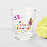 21st Birthday Las Vegas Shot Glass at Zazzle