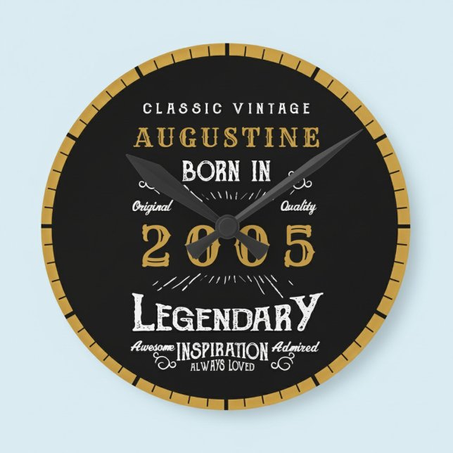 21st Birthday Legend Born 2005 Round Clock (Born 2005 legendary clock. Pastel background. )