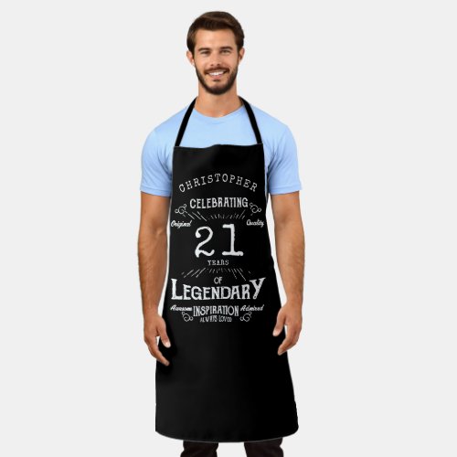 21st Birthday Legendary Black Vintage Name Legend Apron