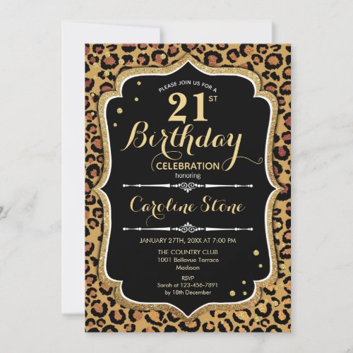 21st Birthday _ Leopard Print Invitation