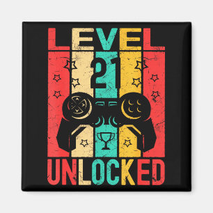21st Birthday Level 21 Unlocked Gamer Funny Birthd Magnet