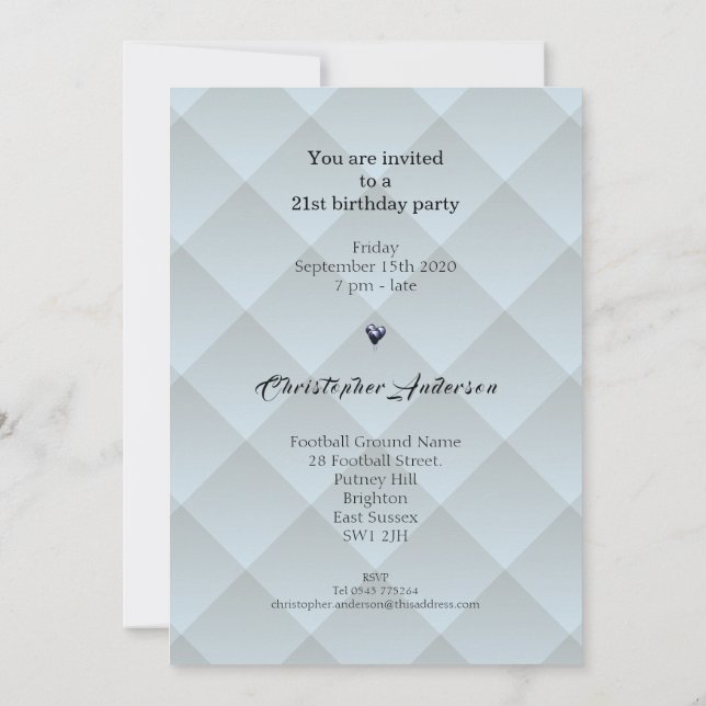 21st Birthday Light Blue Faux Folds Invitation (Back)
