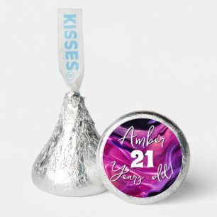 21st Birthday Magenta Marble Personalized Name Hershey®'s Kisses®
