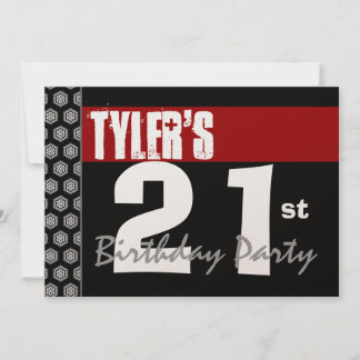 21st Birthday Modern For Him Red White Black W372 Invitation