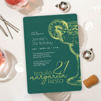 21st Birthday Modern Green Margarita Fiesta