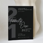 21st Birthday Modern Minimalist Black Gray  Invitation<br><div class="desc">Celebrate a milestone birthday in style with this modern and minimalist 21st birthday invitation. Featuring a monochromatic black design, this invitation is sure to make a statement. The sleek twenty-one script adds a touch of sophistication to the design. Perfect for a gender-neutral celebration, this simple yet stylish invitation is ideal...</div>