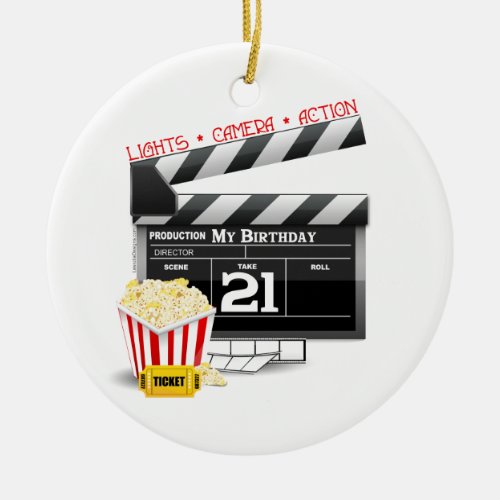 21st Birthday Movie Party Ceramic Ornament