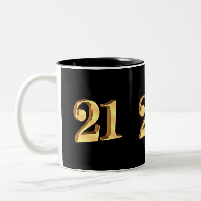 21st Birthday Mug 3D look number (Left)