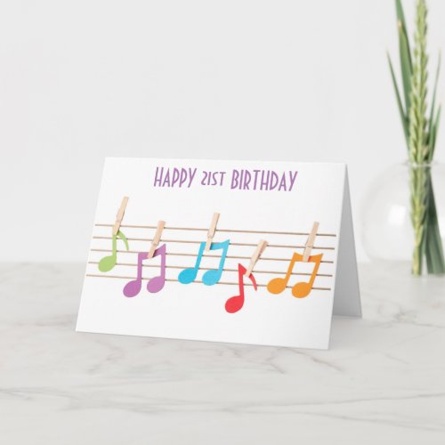 21st BIRTHDAY MUSICAL NOTES BIRTHDAY WISHES