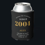 21st Birthday Name 2004 Black Gold Elegant Chic Can Cooler<br><div class="desc">A personalized elegant can cooler that is easy to customize for that special birthday party occasion.</div>