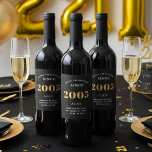 21st Birthday Name 2005 Black Gold Elegant Chic Wine Label<br><div class="desc">2005 Vintage 21st Birthday Black & Gold Elegant Wine Label. Celebrate your milestone with our exclusive 2005 Vintage 21s birthday wine label. The meticulously designed label with stunning black and gold hues effortlessly enhances the visual appeal of your favorite wine. The year 2005, prominently featured on the label, adds a...</div>