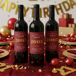 21st Birthday Name 2005 Red Gold Elegant Chic Wine Label<br><div class="desc">2005 Vintage 21st Birthday Red & Gold Elegant Wine Label. Celebrate your milestone with our exclusive 2005 Vintage 21st birthday wine label. The meticulously designed label with stunning black and gold hues effortlessly enhances the visual appeal of your favorite wine. The year 2005, prominently featured on the label, adds a...</div>