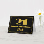 [ Thumbnail: 21st Birthday: Name + Art Deco Inspired Look "21" Card ]