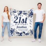21st birthday Navy Balloons Fleece Blanket<br><div class="desc">A gorgeous navy and silver balloon happy 21st birthday fleece blanket. This fabulous design is the perfect way to wish someone a happy twenty-first birthday (or any age!) Personalize with our own custom name and message. Blue colored typography and gorgeous navy blue and silver balloons.</div>
