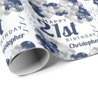 Black, Faux Gold HAPPY 21st BIRTHDAY Wrapping Paper