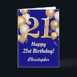 21st Birthday Navy Blue and Gold Balloons Confetti Card<br><div class="desc">21st Birthday Navy Blue and Gold Balloons Confetti Card. For further customization,  please click the "Customize it" button and use our design tool to modify this template.</div>