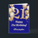 21st Birthday Navy Blue and Gold Balloons Confetti Card<br><div class="desc">21st Birthday Navy Blue and Gold Balloons Confetti Card. For further customization,  please click the "Customize it" button and use our design tool to modify this template.</div>