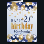 21st Birthday Navy Gold Glitter Jumbo Card<br><div class="desc">A stylish 21st Happy birthday age card. This beautiful jumbo sized card features gold and navy balloons. The large card gives plenty of room for family, friends , office staff, work colleagues and co workers to wish someone a happy 21st birthday. Can be customize for any age and personalized by...</div>