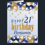 21st Birthday Navy Gold Glitter Jumbo Card<br><div class="desc">A stylish 21st Happy birthday age card. This beautiful jumbo sized card features gold and navy balloons. The large card gives plenty of room for family, friends , office staff, work colleagues and co workers to wish someone a happy 21st birthday. Can be customize for any age and personalized by...</div>