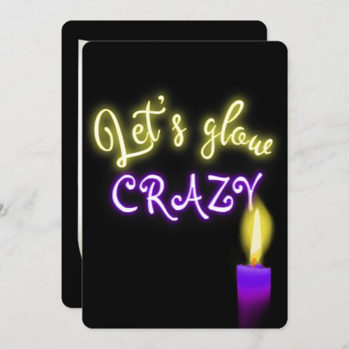 21st Birthday Neon Sign with Candle Invitation