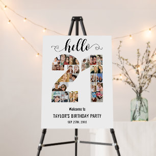 21st Birthday Number 21 Photo Collage Black White Foam Board