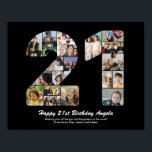 21st Birthday Number 21 Photo Collage Gift Poster<br><div class="desc">Mark years of wonderful memories and adventures with this captivating 21st Birthday Number Photo Collage. This customizable template is the perfect blend of creativity and sentiment, allowing you to create a truly memorable and personalized gift for your loved one's special day. Capture the essence of incredible years in a single...</div>