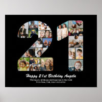 21st Birthday Number 21 Photo Collage Gift