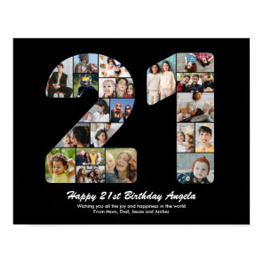 21st Birthday Number 21 Photo Collage Gift Poster
