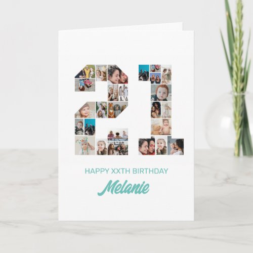 21st Birthday Number 21 Photo Collage Personalized
