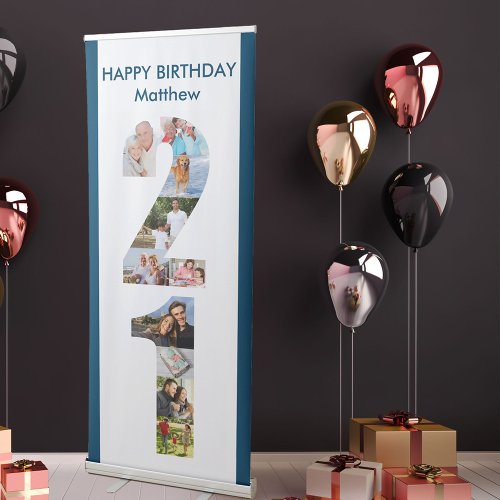 21st Birthday Number 21 Photo Collage Retractable Banner