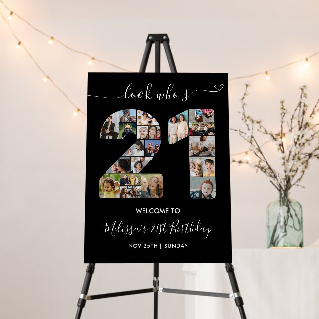 21st Birthday Number 21 Photo Collage Welcome Foam Board (In Situ (Stand))