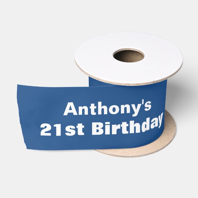 21st Birthday or ANY YEAR Custom Color A04 BLUE Satin Ribbon (Spool)